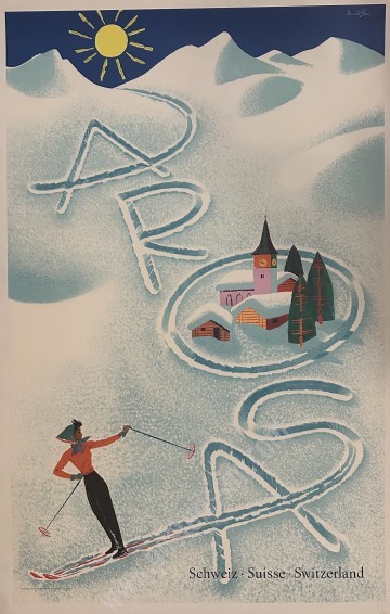 Vintage Arosa Ski Poster – Donald Brun, Swiss Alps Icon