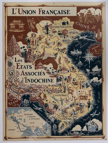 Affiche ancienne Indochine 1948 – Lucien Logé – Rare