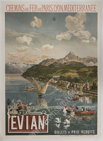 Vintage PLM Evian by Tanconville poster (circa 1901).