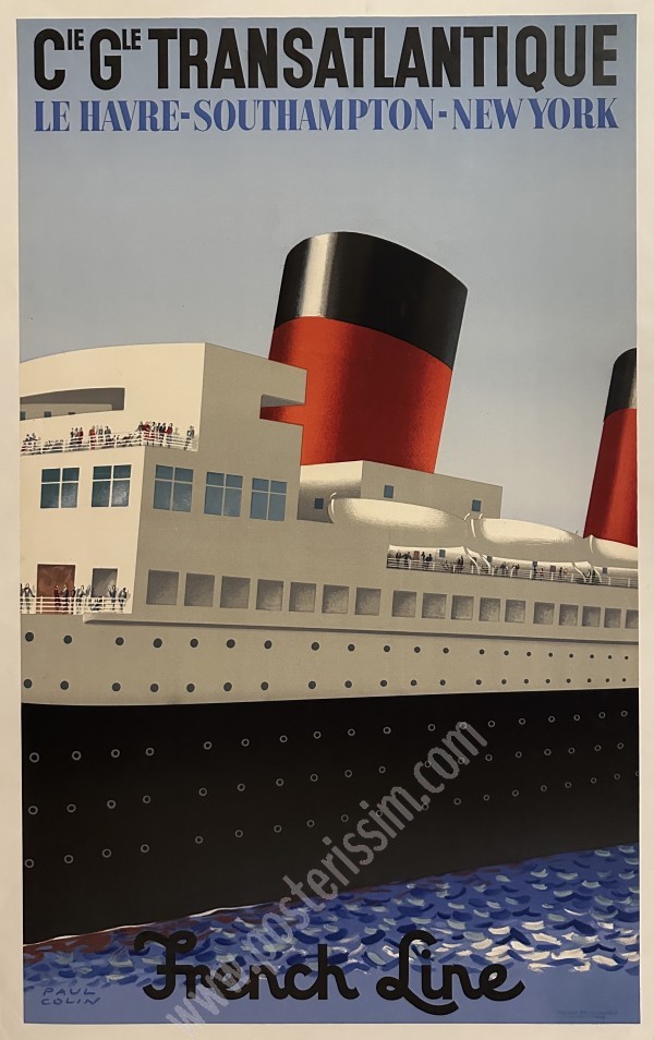 Paul Colin Original French Line Poster – 1949 | Rare Art Deco Maritime Icon