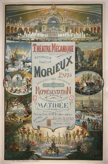 Affiche ancienne Théâtre Mécanique Morieux – Rare litho 1900