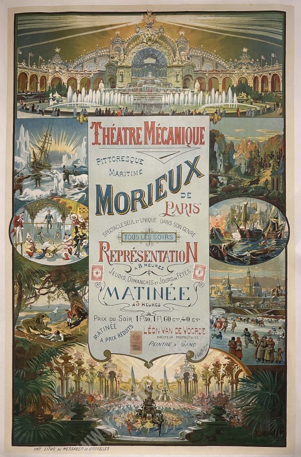 Affiche ancienne Théâtre Mécanique Morieux – Rare litho 1900