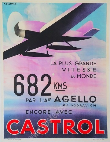 Affiche vintage 1933 Castrol – Record de vitesse Agello