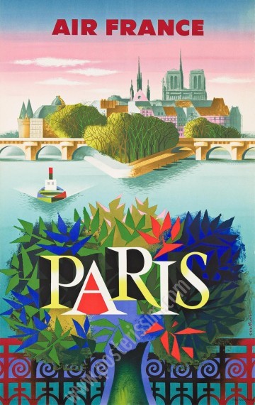 Air France Paris Poster 1957 – Rare Vintage Lithograph
