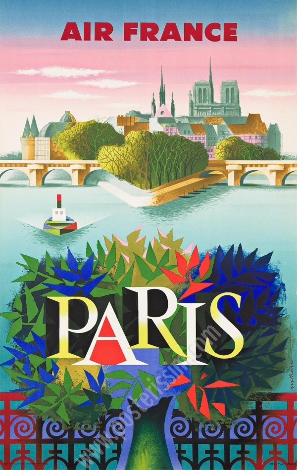 Air France Paris Poster 1957 – Rare Vintage Lithograph