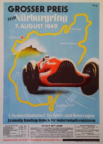 Affiche originale Nürburgring 1949 – Grand Prix mythique