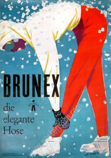 Affiche vintage Brunex ski – design suisse rare 1960
