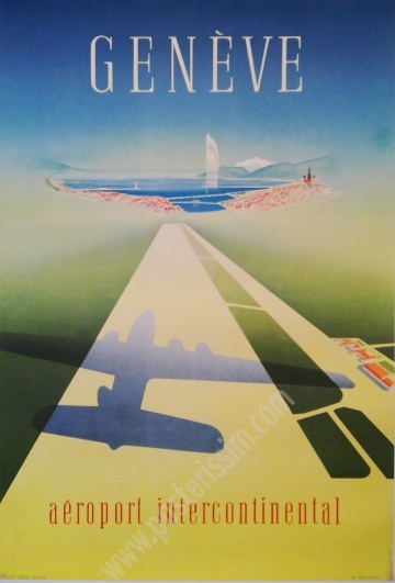 Affiche vintage Genève 1948 – Aéroport Intercontinental