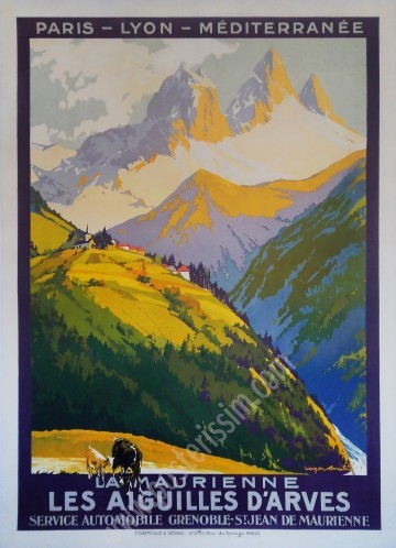 Affiche ancienne Les Aiguilles d’Arves – Roger Soubie | Lithographie PLM rare 1920
