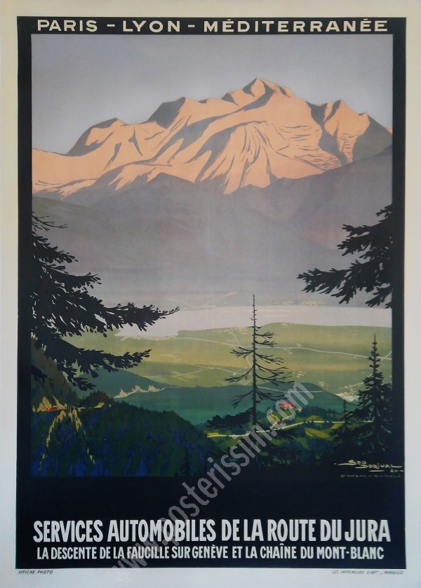 Affiche ancienne PLM Jura Mont-Blanc – Géo Dorival 1920