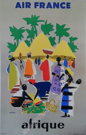 Air France Africa Poster 1958 – Jean Even | Rare Vintage Poster