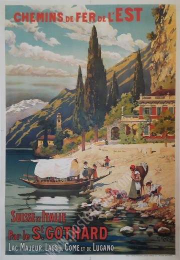 Original Vintage Poster Chemins de Fer de l’Est – St. Gotthard 1907