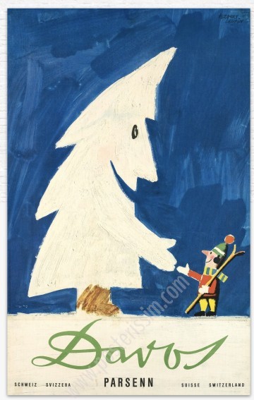 Vintage Davos Parsenn Poster – Herbert Leupin (1956)
