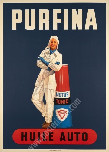 Vintage Purfina Poster 1950 – Motor Tonic Oil Ad