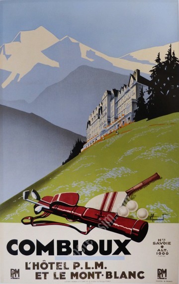 Affiche vintage Combloux – Hôtel PLM & Mont-Blanc, 1930