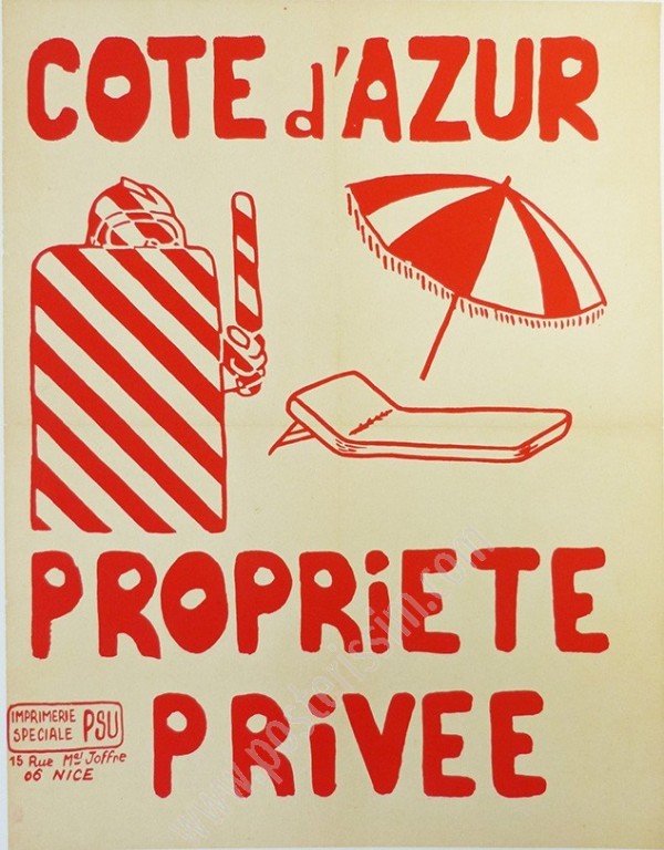 Côte d’Azur Protest Poster – Private Property – circa 1968