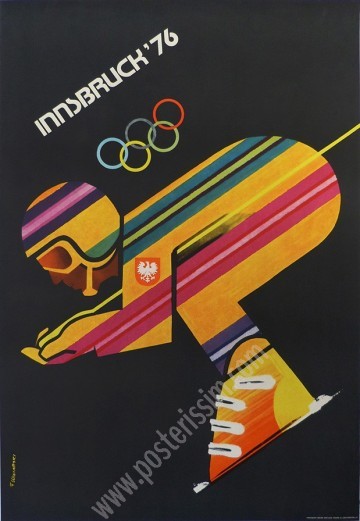 Innsbruck 1976 Olympic Poster | Vintage Winiarski Ski Art