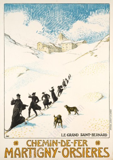 Affiche ancienne Martigny–Orsières | Grand-Saint-Bernard 1910