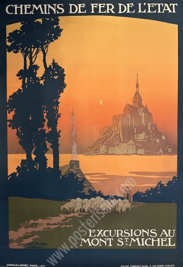 Affiche ancienne Mont Saint-Michel – Chemins de fer (1920s)