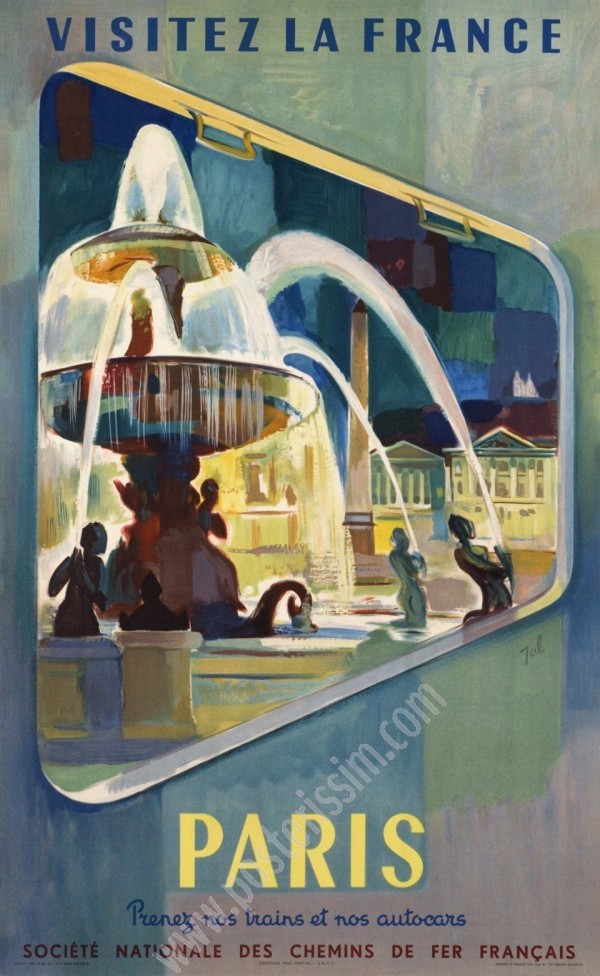 Vintage SNCF Poster "Visit Paris" – Original 1950s
