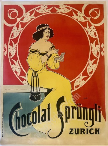 Chocolat Sprüngli Zurich Poster – Daisy B. 1905 | Rare Art Nouveau Swiss Design