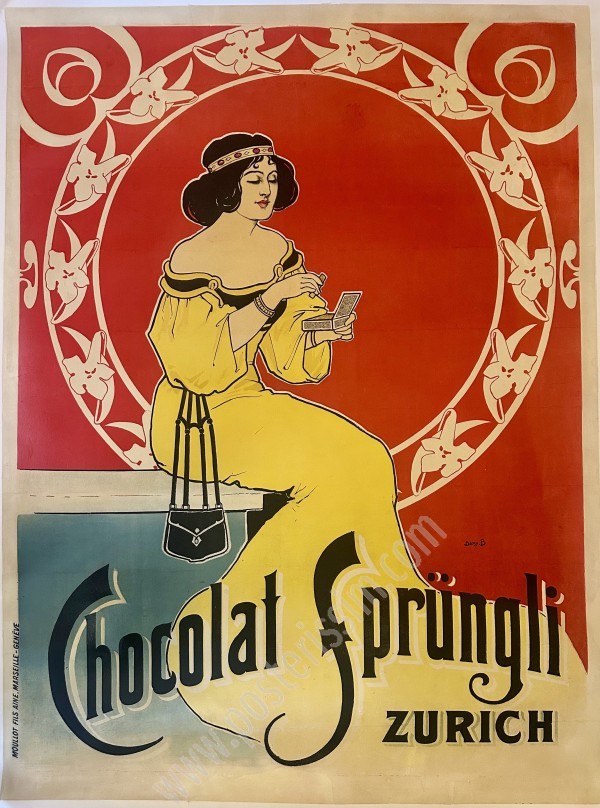 Chocolat Sprüngli Zurich Poster – Daisy B. 1905 | Rare Art Nouveau Swiss Design