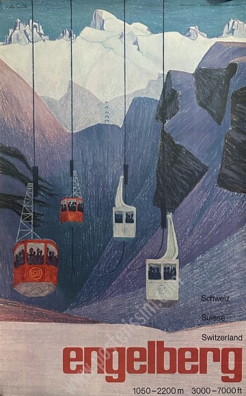 Affiche vintage Engelberg Willi Sutter – Suisse 1959 rare