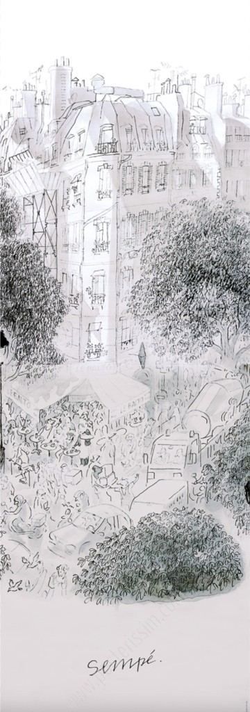 Affiche Sempé "Le Balto" – Scène parisienne culte sur colonne Morris