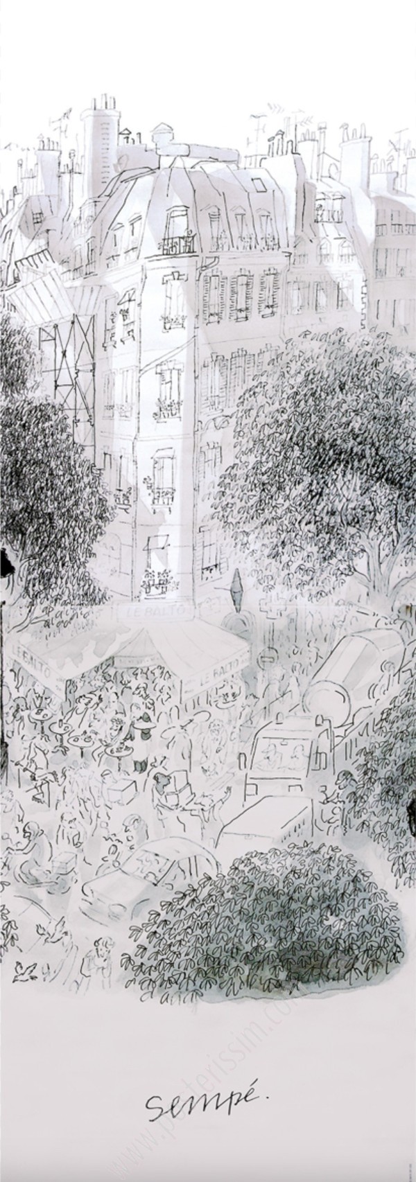 Affiche Sempé "Le Balto" – Scène parisienne culte sur colonne Morris