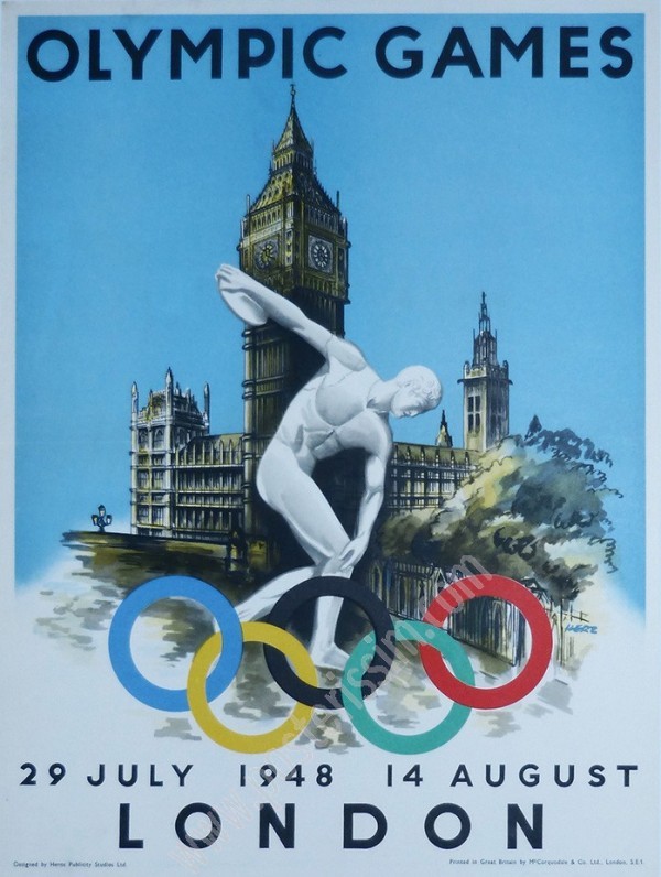 Original 1948 London Olympics Poster – Rare Vintage Design