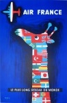 Affiche Air France Savignac 1956 – Girafe aux drapeaux rare