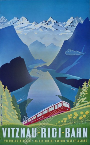 Vintage Rigi-Bahn Poster 1957 – Swiss Alpine Travel Art