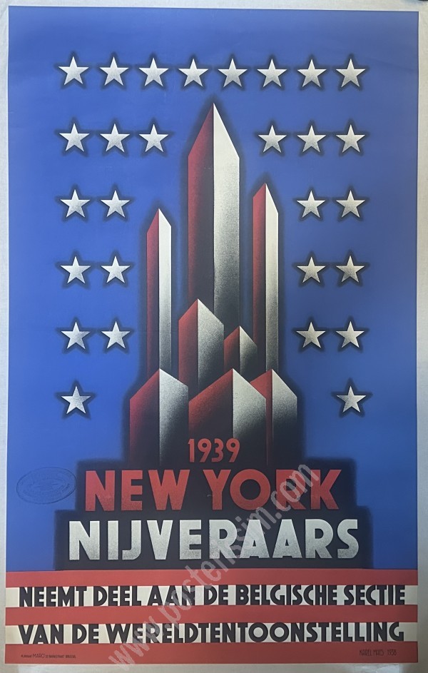 Affiche originale 1939 New York – Karel Maes | Pièce rare moderniste