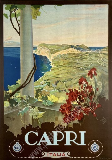 Original Capri Poster – Mario Borgoni | Rare ENIT 1920s Masterpiece