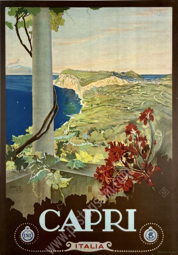Affiche originale Capri – Mario Borgoni | Chef-d’œuvre ENIT des années 1920