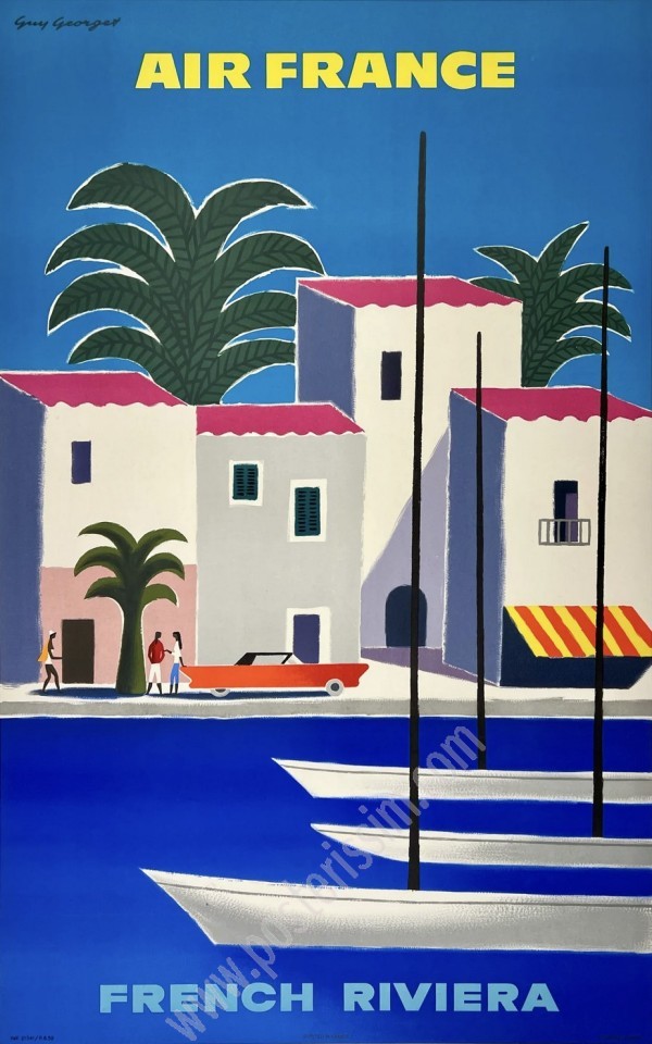 Air France French Riviera Poster 1959 – Original Guy Georget Vintage Travel Art
