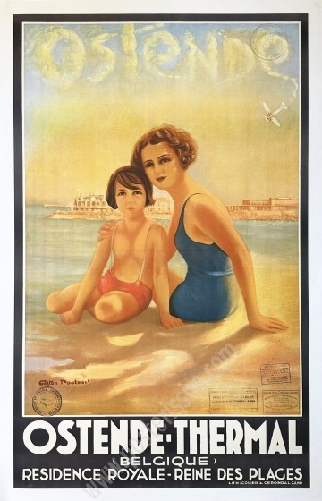 Ostende-Thermal 1924 – Affiche originale rare entoilée