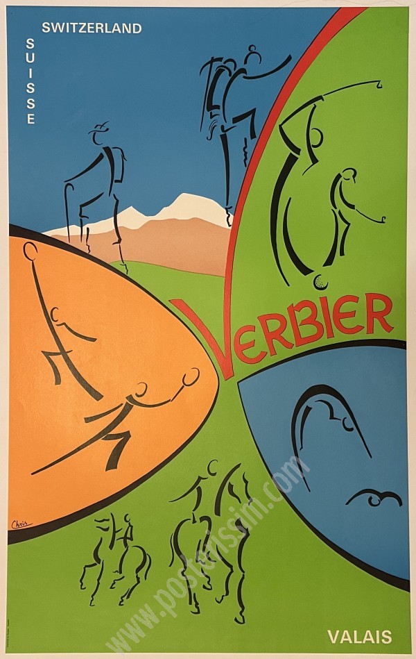 Affiche vintage Verbier Suisse – Affiche originale années 70