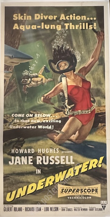 Original 1955 Underwater! Movie Poster – Jane Russell – RKO