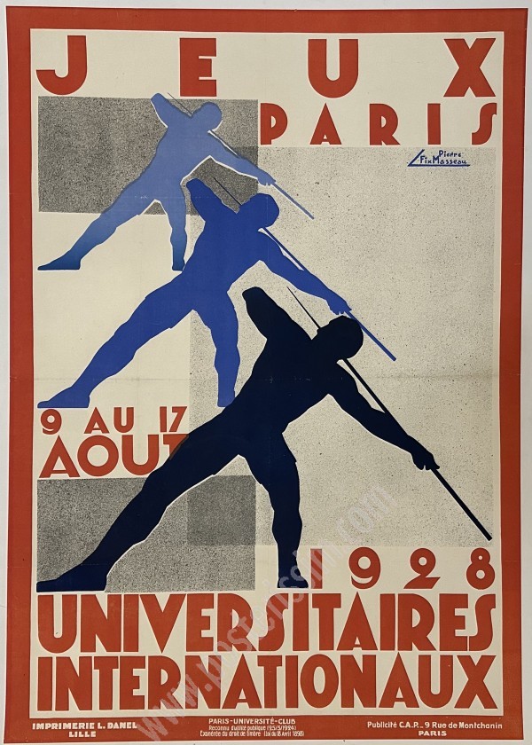 Original 1928 Paris Games Poster – Rare Art Deco Collectible