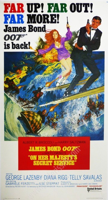 Affiche James Bond 1969 US 3‑Sheet – Pièce cinéma rare