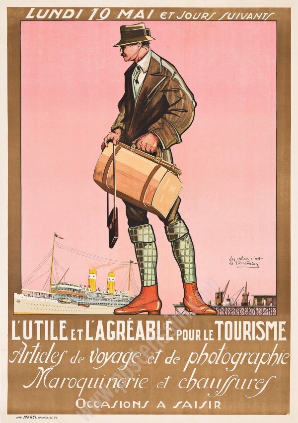 Rare affiche tourisme belge originale circa 1924 – Lithographie Art Déco