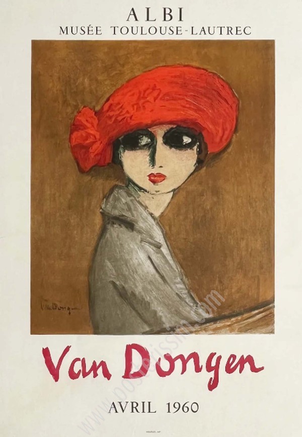 Affiche originale Van Dongen "Le coquelicot" 1960 – Musée Toulouse-Lautrec Albi | Lithographie Mourlot