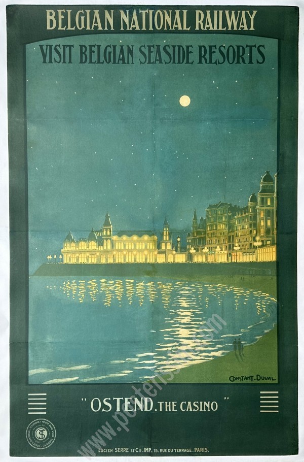 Affiche ancienne Belgische Spoorwegen Oostende de Kursaal -posterissim