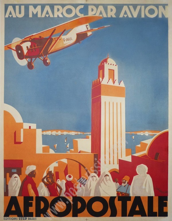 Affiche originale Aéropostale Maroc Jaquelin (1930) – Art déco rare