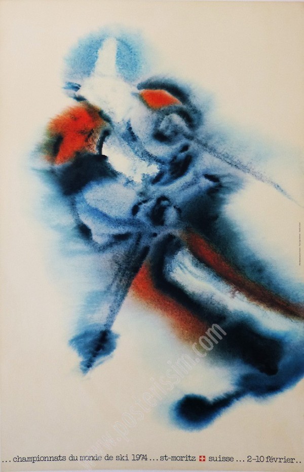 St. Moritz 1974 Ski Poster – Eugen Bachmann | Posterissim
