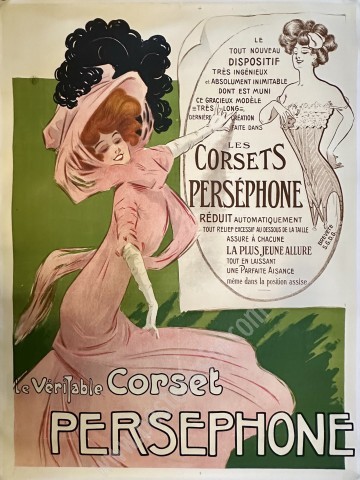Antique Perséphone Corset Poster (1900) – Rare Art Nouveau Belle Époque