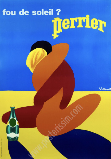 Perrier “Fou de Soleil” Poster by Bernard Villemot circa 1980 | Vintage Advertising Icon