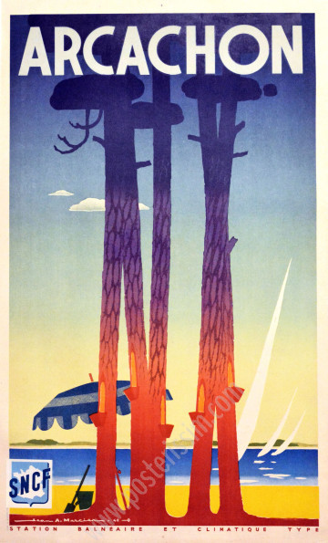 SNCF Arcachon Poster 1948 – Jean-Adrien Mercier | Vintage Travel Poster