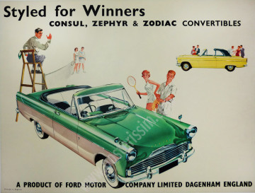 Ford Styled for Winners Poster – Vintage Consul, Zephyr & Zodiac Convertibles